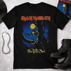 Iron Maiden Fear Of The Dark Moonlight Monster Heavy Metal Band Graphic TeeBlack
